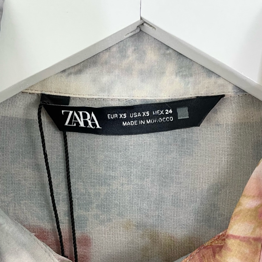 Zara Women's Floral Print Shirt with Tie NWT - Picture 11 of 16